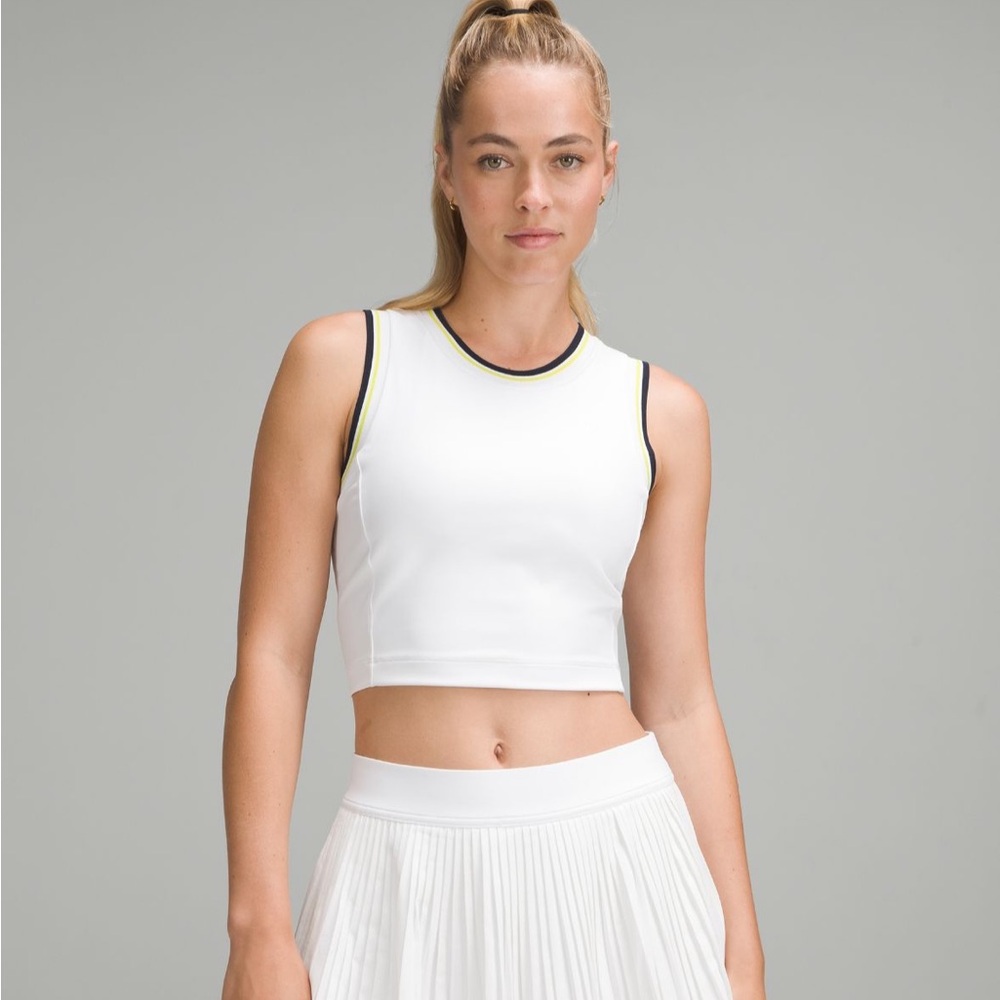 Collegiate Scoop-Neck Crop Tennis Tank WHT/YLSR/ TRNV 6